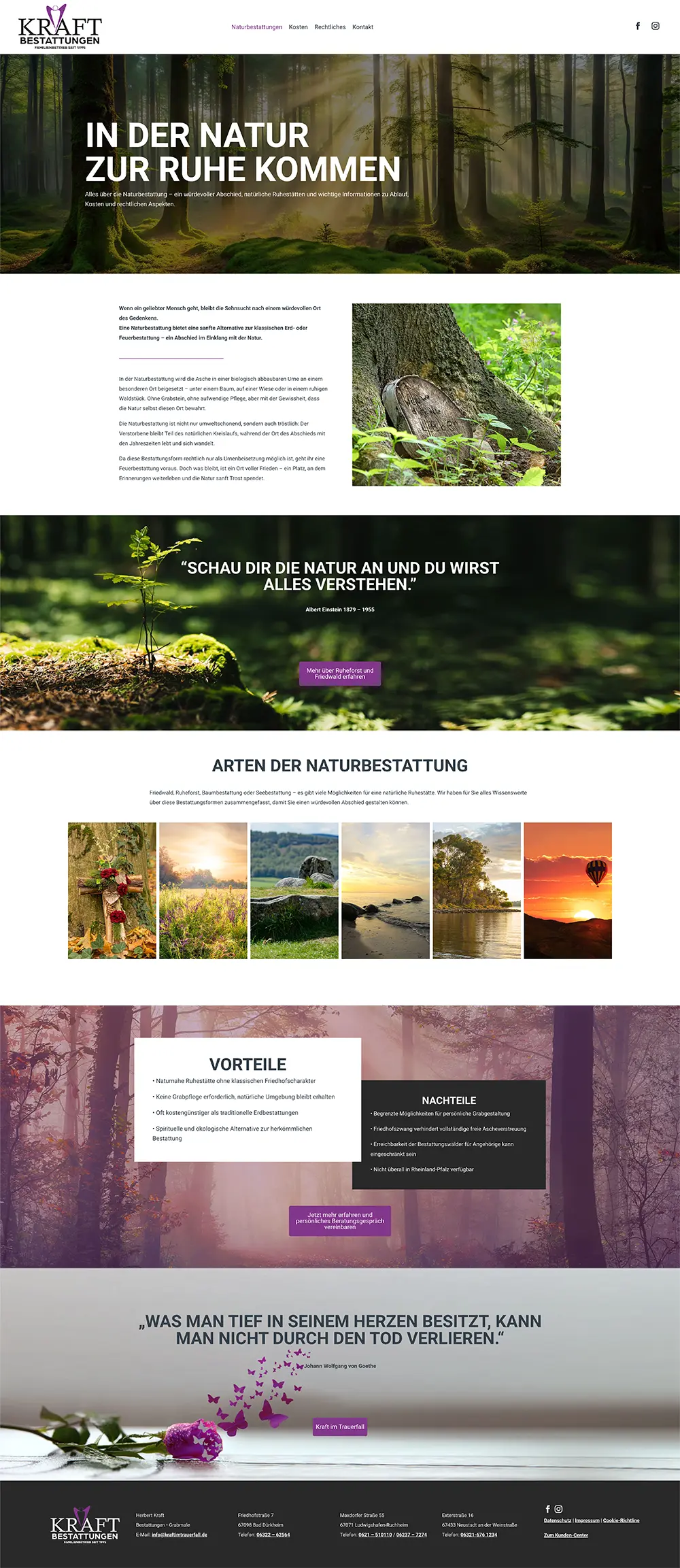 Kraft Naturbestattung Pfalz Landingpage Preview auf einem iMac
