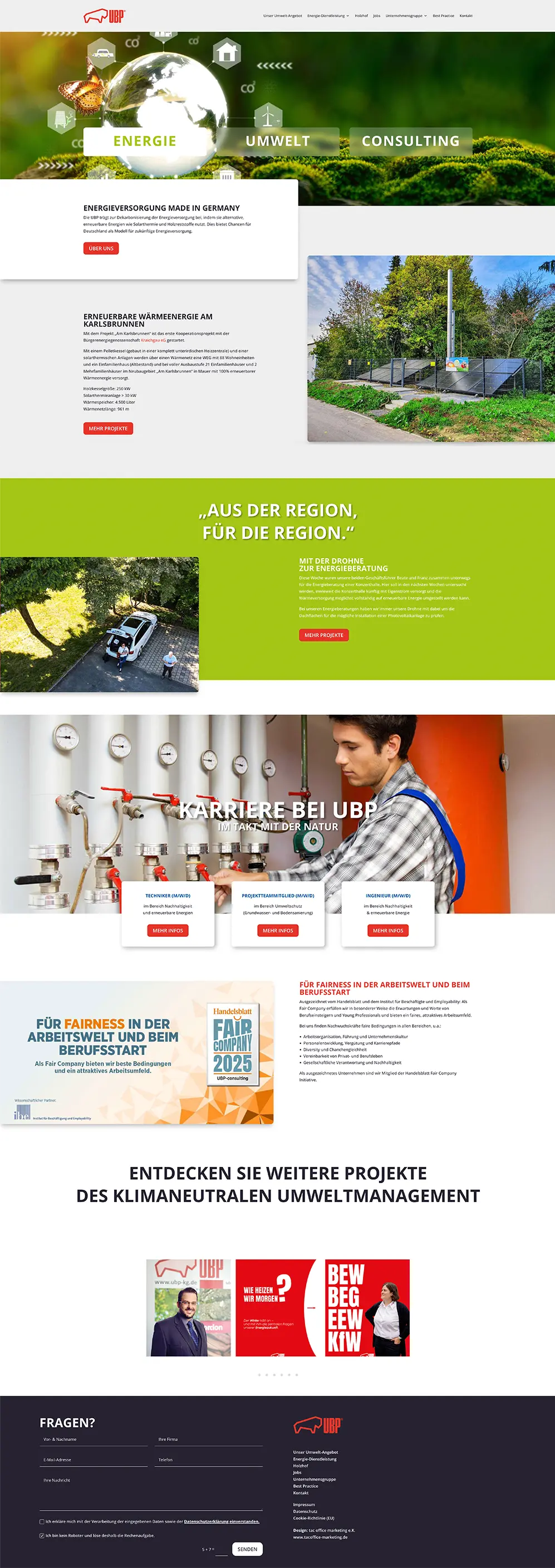 Preview der Startseite der UBP KG Website