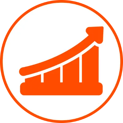 Orangefarbenes Icon einer Zielscheibe mit einem Pfeil, der genau im Zentrum (Bullseye) steckt, umschlossen von einem Kreis.