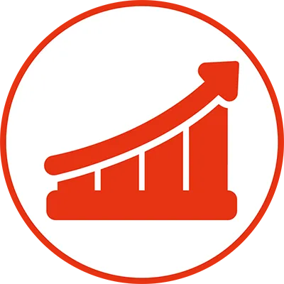 Orangefarbenes Icon einer Zielscheibe mit einem Pfeil, der genau im Zentrum (Bullseye) steckt, umschlossen von einem Kreis.